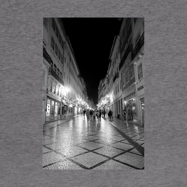 Strolling in Coimbra at Night - BW by BrianPShaw